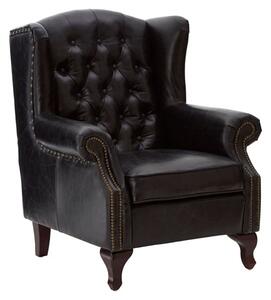 Sadalmelik Upholstered Leather Scroll Armchair In Black