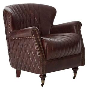 Sadalmelik Upholstered Genuine Leather Armchair In Brown