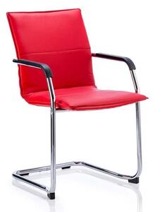 Echo Leather Cantilever Office Visitor Chair In Red With Arms