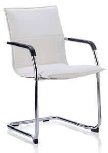 Echo Leather Cantilever Office Visitor Chair In White With Arms