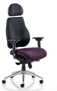Chiro Black Back Headrest Office Chair With Tansy Purple Seat