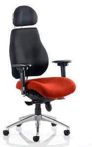 Chiro Black Back Headrest Office Chair With Tabasco Red Seat