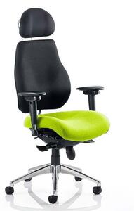 Chiro Black Back Headrest Office Chair With Myrrh Green Seat