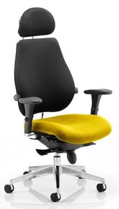 Chiro Black Back Headrest Office Chair With Senna Yellow Seat