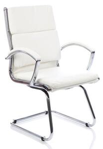 Classic Leather Office Visitor Chair In White With Arms