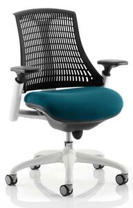 Flex Task White Frame Black Back Office Chair In Maringa Teal