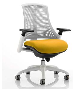 Flex Task White Frame White Back Office Chair In Senna Yellow