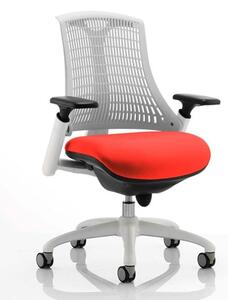 Flex Task White Frame White Back Office Chair In Tabasco Red