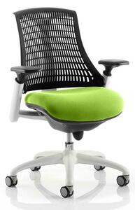 Flex Task White Frame Black Back Office Chair In Myrrh Green