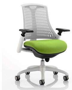 Flex Task White Frame White Back Office Chair In Myrrh Green