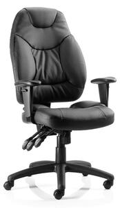 Galaxy Leather Office Chair In Black With Arms