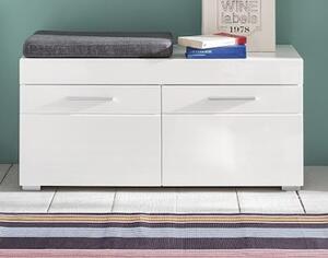 Amanda Shoe Storage Bench In White High Gloss