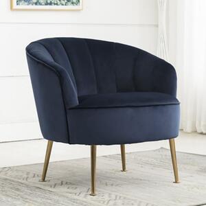 Stelloma Velvet Upholstered Tub Chair In Navy