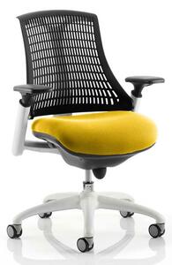 Flex Task White Frame Black Back Office Chair In Senna Yellow