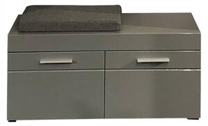 Amanda Shoe Storage Bench In Grey High Gloss