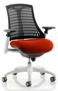 Flex Task White Frame Black Back Office Chair In Tabasco Red