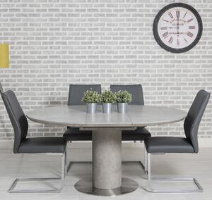 Delta Round Extending Dining Set With 4 Grey Seattle Chairs