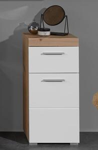 Amanda Small Storage Cabinet In White Gloss And Knotty Oak