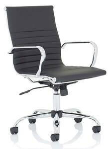 Nola Leather Medium Back Executive Office Chair In Black