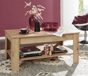 Hilburn Wooden Coffee Table In Knotty Oak