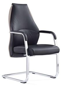 Mien Leather Cantilever Office Visitor Chair In Black And Mink