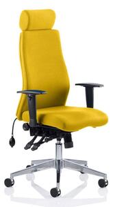Onyx Headrest Office Chair In Senna Yellow With Arms