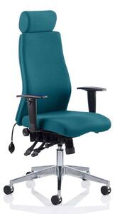 Onyx Headrest Office Chair In Maringa Teal With Arms