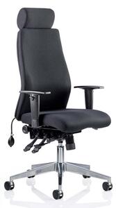 Onyx Ergo Fabric Headrest Office Chair In Black With Arms