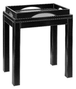 Occasional Side Table Black Faux leather With Tray