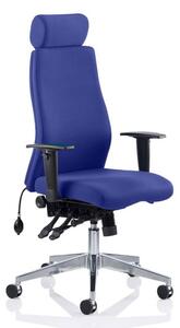 Onyx Headrest Office Chair In Stevia Blue With Arms