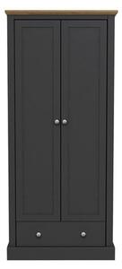 Devan Wooden Wardrobe With 2 Doors And 1 Drawer In Charcoal