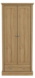 Devan Wooden Wardrobe With 2 Doors And 1 Drawer In Oak