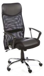 Vegas Mesh Office Chair In Black With Leather Seat And Headrest