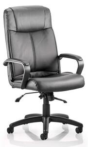 Plaza Leather Executive Office Chair In Black With Arms