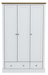 Devan Wooden Wardrobe With 3 Doors And 2 Drawers In White