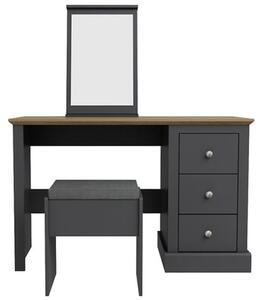 Devan Wooden Dressing Table Set In Charcoal