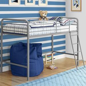 Burg Metal Single Mid Sleeper Bunk Bed In Silver Grey