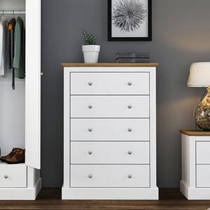 Devan Wooden Chest Of 5 Drawers In White