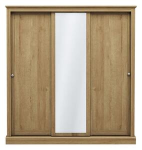 Devan Wooden Sliding Wardrobe With 3 Doors In Oak