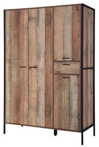 Haxtun Wooden Wardrobe With 4 Doors In Distressed Oak