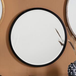 Haggen Small Round Bedroom Mirror In Black Frame