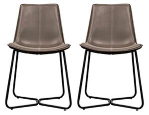 Holland Ember Leather Dining Chairs With Metal Base In A Pair