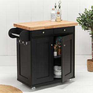 Portend Wooden Kitchen Island In Oak And Black