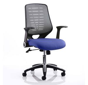 Relay Task Silver Back Office Chair With Stevia Blue Seat