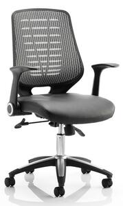 Relay Task Silver Back Office Chair With Leather Black Seat