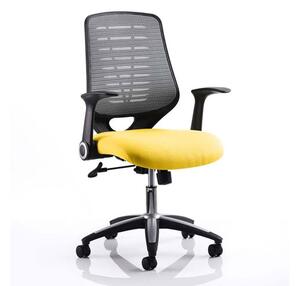 Relay Task Silver Back Office Chair With Senna Yellow Seat