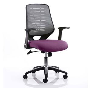 Relay Task Silver Back Office Chair With Tansy Purple Seat