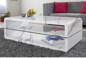 Xono High Gloss Coffee Table With Shelf In Diva Marble Effect