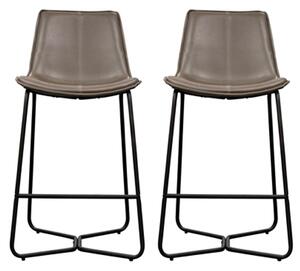 Holland Ember Leather Bar Chairs With Metal Base In A Pair