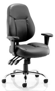 Storm Leather Office Chair In Black With Arms